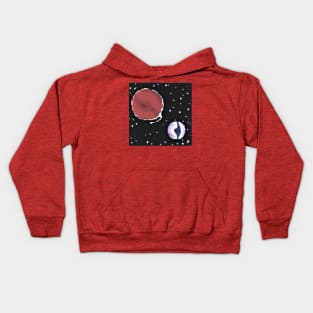 pixel planet in space Kids Hoodie